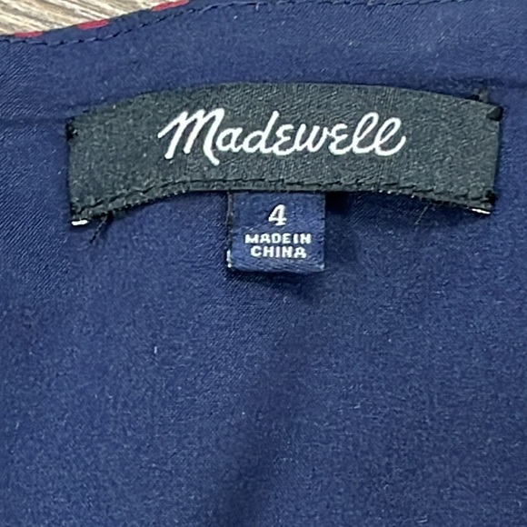 Madewell Silk Painted Clover Mini Shift Mod Dress Sz 4 Retro Short Bell Sleeve - Picture 11 of 13